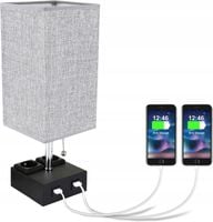 Lampa stołowa z dwoma portami usb i gniazdkami