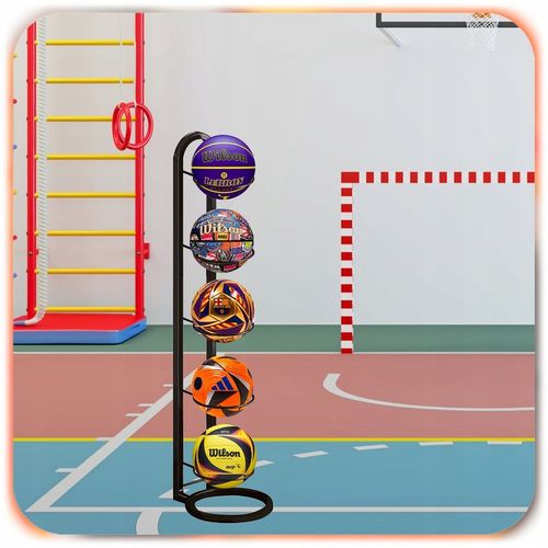 STOJAK NA PIŁKI metalowy 5 piłek półka organizer przechowywanie na Arena.pl