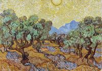 Plakat 100x70cm Olive Trees, Van Gogh Vintage do Salonu