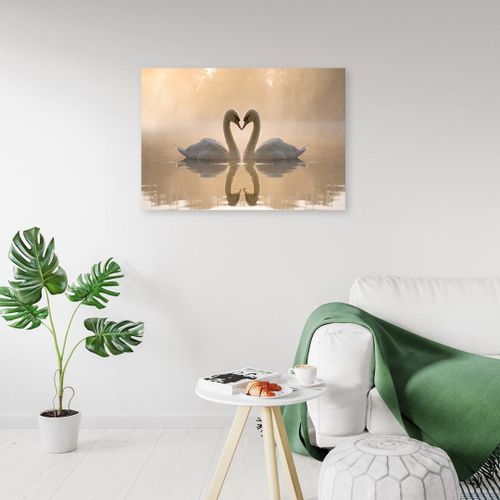 Emaga Obraz na płótnie, Łabędzie na stawie boho - 90x60 na Arena.pl
