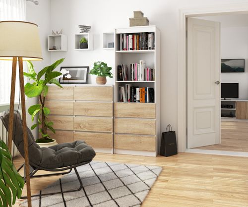 REGAŁ BIUROWY R 60 cm CLP 3 SZUFLADY 2 PÓŁKI BIAŁY / SONOMA na Arena.pl