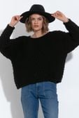 WYGODNY OVERSIZOWY SWETER MIĘKKA PRZĘDZA 36/38 CZARNY