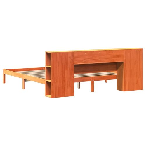 Łóżko z regałem, bez materaca, woskowy brąz, 200x200cm, sosnowe na Arena.pl