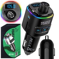 Transmiter bluetooth FM samochodowy SZYBKA ładowarka PD 23W QC3.0 USB-C LED