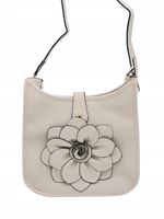 Maxfly - torebka listonoszka skóra ekologiczna kwiat 3D beżowy H503