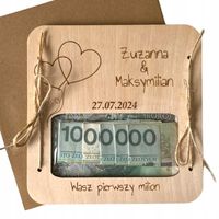 PERSONALIZOWANA Kartka Na Ślub Ślubna Drewniana kartka Grawer wiązana