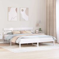 Ramka łóżka Z zagłówkiem Biały 180 x 200 cm Lite drewno sosnowe
