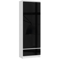 REGAŁ BIUROWY SZAFA R 60 cm CLP 1 SZUFLADA 2 DRZWI BIAŁY / CZARNY POŁYSK