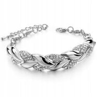 Srebrna bransoletka damska listek listki z cyrkoniami