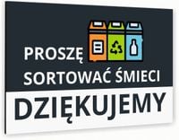 Tabliczka znak informacyjny 20x15 Antracyt SORTOWANIE ŚMIECI Nierdzewna