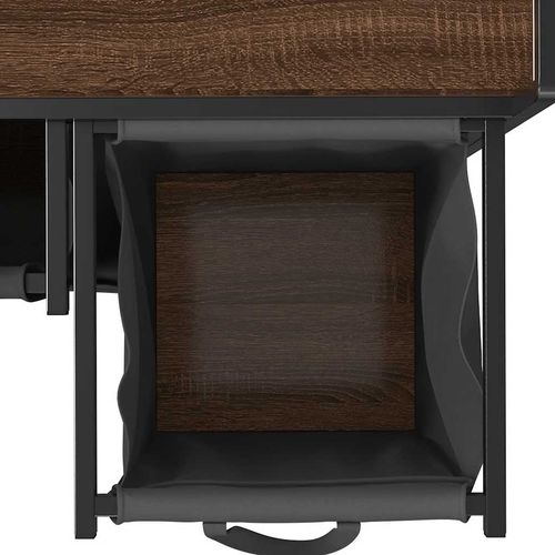 Kosz na pranie 3 przegrody z półką, brązowy dąb na Arena.pl