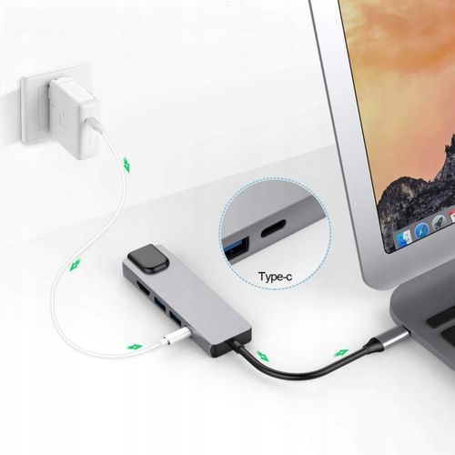 ADAPTER KARTA SIECIOWA ETHERNET GIGABIT 5W1 HUB USB-C HDMI 4K LAN USB 3.0x2 na Arena.pl