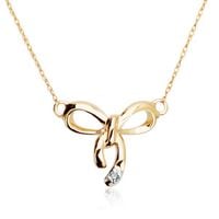 naszyjnik złoty z brylantami w kształcie kokardki