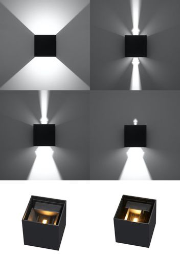 Kinkiet LAMPA przyścienna elewacyjna SL.0545 kwadratowa OPRAWA metalowa LED 6W 3000K kostka cube IP54 czarna na Arena.pl