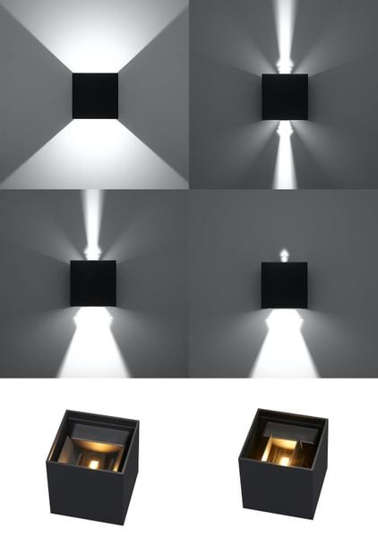 Kinkiet LAMPA przyścienna elewacyjna SL.0545 kwadratowa OPRAWA metalowa LED 6W 3000K kostka cube IP54 czarna zdjęcie 3