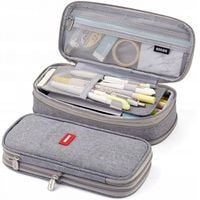 Duży Piórnik Dwukomorowy Saszetka Szary Pr06Sz