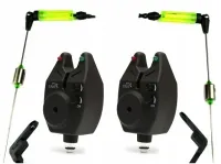 ZESTAW 2x SYGNALIZATOR WĘDKARSKI WODOODPORNY CZUJNIK LED+ 2x SWINGER HANGER