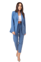 LETNI CASUALOWY GARNITUR Z PRZEWIEWNEJ TKANINY ROZMIAR 46 NIEBIESKI