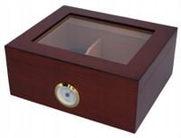 Humidor Ze Szklanym Okienkiem Profesjonalne Pudełko Na Cygara Ciemny Machoń