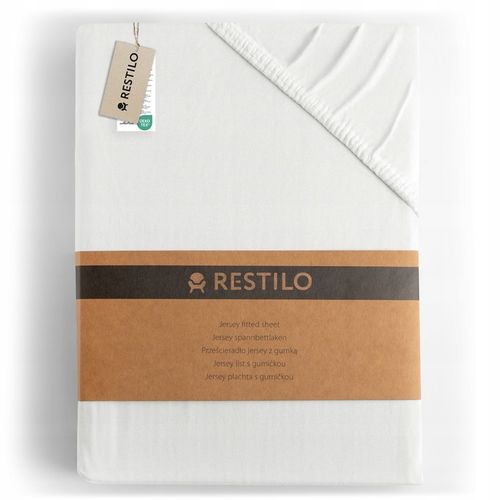RESTILO Prześcieradło jersey z gumką 100% bawełniane czesana Białe na Arena.pl