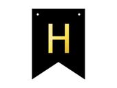 Baner DIY, 16 cm, czarny, literka "H" [stwórz swój baner]