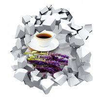 Naklejka samoprzylepna 3D dziura filiżanka herbata