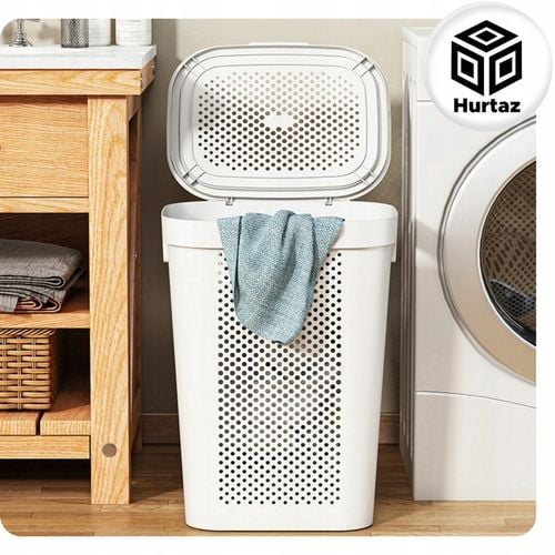 Kosz na Pranie Bieliznę Duży Kufer 60l Szary Pojemnik Plastikowy z na Arena.pl