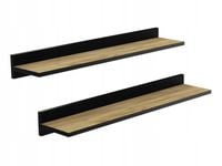 ZESTAW 2 X PÓŁKA ŚCIENNA 80 CM LOFT DĄB Z CZARNA LISTWĄ 80 CM DO