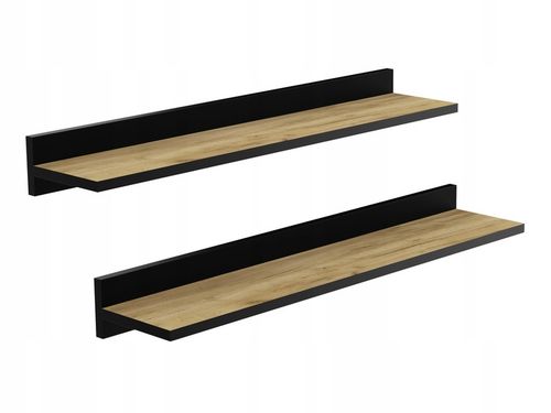 ZESTAW 2 X PÓŁKA ŚCIENNA 80 CM LOFT DĄB Z CZARNA LISTWĄ 80 CM DO na Arena.pl