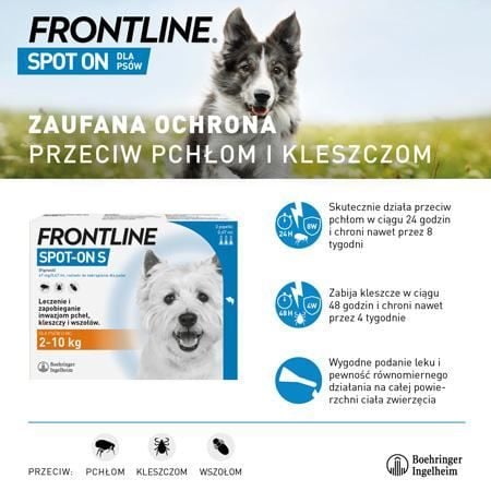FRONTLINE SPOT-ON DLA PSÓW S 3 pipety na Arena.pl