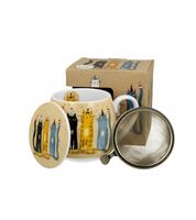 KUBEK Z ZAPARZACZEM I POKRYWKĄ KOTY DUO KOCI ŚWIAT PARTY 430 ML