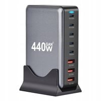 ŁADOWARKA SZYBKA GaN 440W 8 Portów USB C QC 3.0 TELEFON SMARTFON TABLET