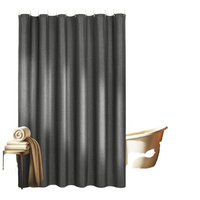 Zasłona Prysznicowa Wodoszczelna Pleśnioodporna Szara 180x180 Tekstura Lnu