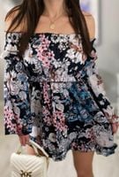 Sukienka hiszpanka czarna w kwiaty DECLARATION