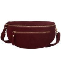 VERA PELLE nerka zamszowa saszetka biodrówka V677 c.bordowa