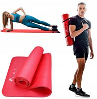 MATA DO ĆWICZEŃ JOGI TRENINGOWA FITNESS GRUBA + POKROWIEC CZERWONA 180x60
