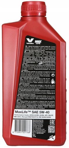 VALVOLINE MAXLIFE A3/B4 SN/CF 5W40 - 1L na Arena.pl