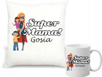 Zestaw prezentowy PODUSZKA + KUBEK nadruk DLA MAMY NA URODZINY z imieniem