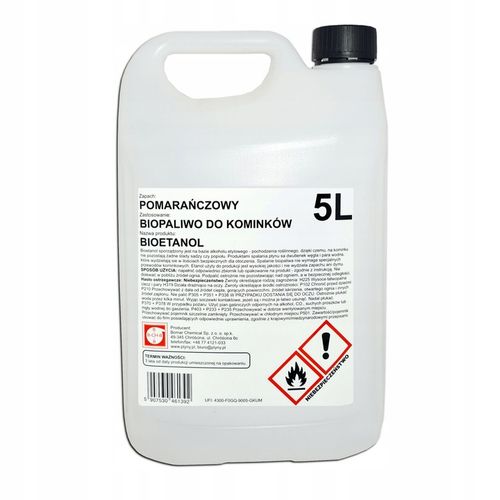 BIOETANOL BIOKOMINEK ZAPACH POMARAŃCZA etanol 5L na Arena.pl