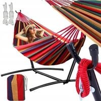 HAMAK OGRODOWY ZE STELAŻEM DUŻY ZESTAW STELAŻ DO HAMAKA STOJAK NA HAMAK