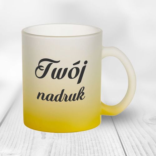 Kubek z mrożonego szkła z żółtym dnem z Twoim nadrukiem na Arena.pl