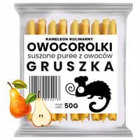 KAMELEON KULINARNY ROLLSY OWOCOWE OWOCOROLKI GRUSZKA zdrowa przekąska 50G