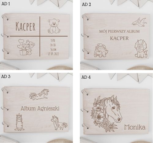 DREWNIANY ALBUM NA ZDJĘCIA PERSONALIZOWANY GRAWER na Arena.pl