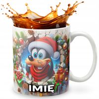 KUBEK 330ml Z GRAFIKĄ PREZENT NA ŚWIĘTA WZORY - BAJKA GOOF.Y PIESEK + IMIĘ