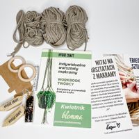 ZESTAW DO MAKRAMY Z INSTRUKCJĄ I WZOREM KWIETNIK ZESTAW DIY ciemny beż
