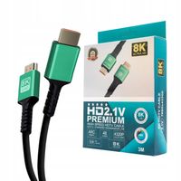 KABEL HDMI HIGH SPEED 2.1 8K 4K 1,5M 144Hz MOCNY PRZEWÓD AUDIO 3D PREMIUM