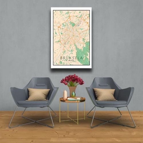 Bruksela mapa kolorowa - obraz na płótnie 30x40 cm na Arena.pl