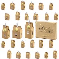 KALENDARZ ADWENTOWY 24szt. DOMKI z Papieru Kraft dla Dzieci Święta PREZENT