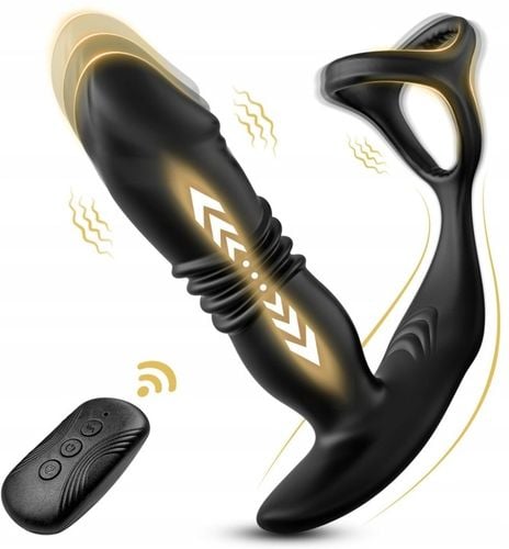 MASAŻER PROSTATY RUCH GÓRA-DÓŁ + RINGI NA PENISA I JĄDRA + WIBRATOR MĘSKI na Arena.pl