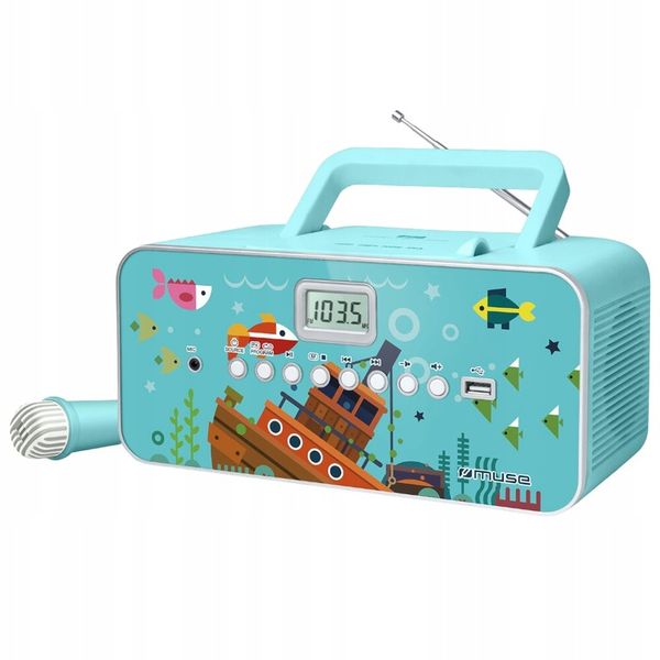 RADIOODTWARZACZ + MIKROFON DLA DZIECI CHŁOPCA RADIO USB CD MUSE M-29 KB zdjęcie 1